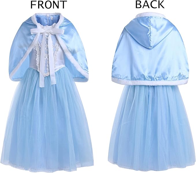MYZLS Cinderella Princess Dress Girls Fancy Party Costume Christmas Cosplay Dress Up Outfit for 3-8 Years