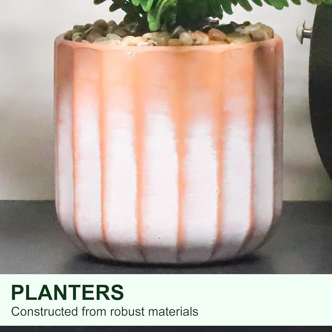 Artificial 21 Fronds Boston Ferns with Pot for Home and Outdoor Decor, Large Faux Fern Plants Decoration for Office & Living Room, Patio, Garden, Suitable for Christmas Decor (Pink & White Pot)