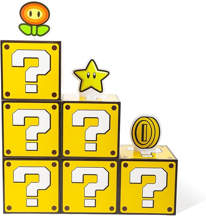 6PCS Big Party Boxes, Question Boxes and 6 Set Centerpieces for Kids Boys Girls Birthday Party Decorations, Game Party, Christmas Halloween Classroom Supplies Favor. (11.8 x 11.8 Inch)