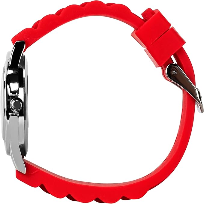 Accutime Spiderman Time Teacher Watch for Kids - Red Silicone Strap, Easy-to-Read Dial, Water Resistant, with Special Tin