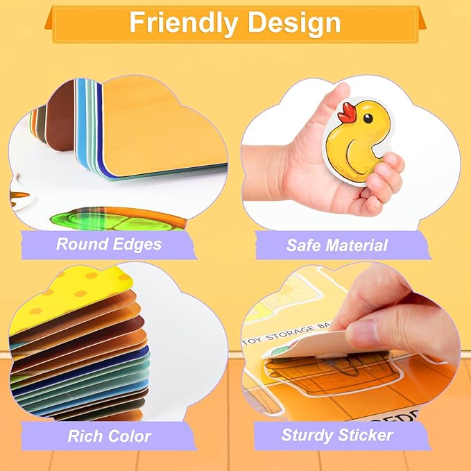 Childrens Books - Sticker Book for Toddlers 2-4 Years Pre-Assembled, Home Scenes Educational Toy - Montessori Inspired, Easy Travel, Reusable Stickers, Toys for 2-3 Year Old Girls Boys