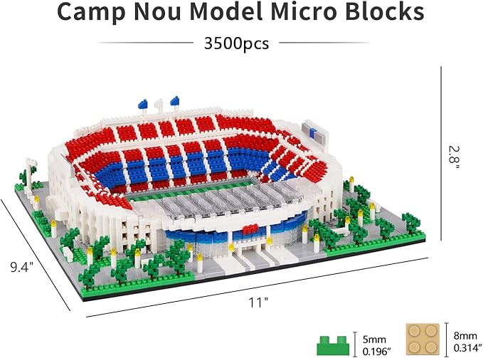 Micro Mini Blocks, Football Stadium Series Model Mini Building Blocks Architecture Model Building kit (Camp NOU)