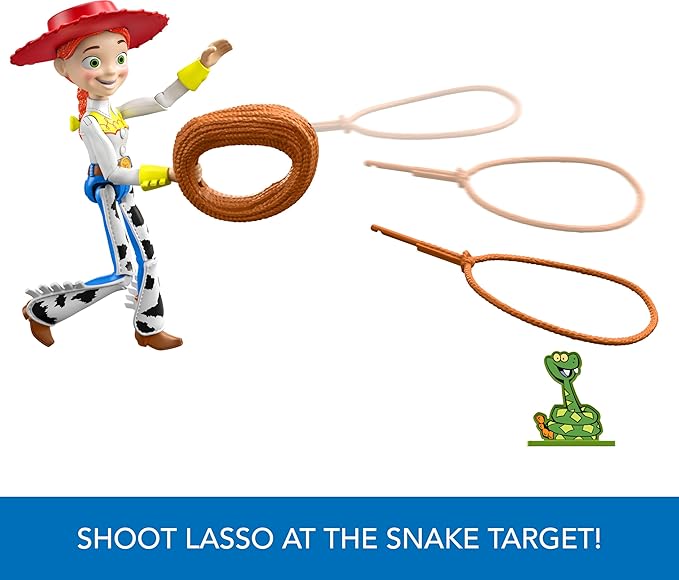Mattel Disney and Pixar Toy Story Launching Lasso Action Figure & Accessories Set with 12-inch Jessie Collectible Toy, 'Rope' Launcher, Lasso & Snake
