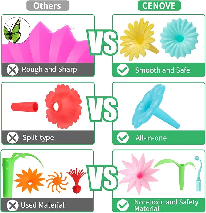 CENOVE Birthday Toys Gifts for 3 4 5 Years Old Toddler Girls Boys,Flower Garden Building Toy STEM Educational Activity Preschool Gift Toys for Kids Age 3+ with Storage Box