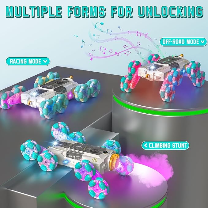 8WD Gesture Sensing Rc Stunt Cars Toys for Kids Age 6-13, Hand Controlled Stunt Car, 2.4Ghz Double-Sided Drift Stunt Car, Xmas Best Gift Ideas for Boys Girl Age 6 7 8 9 10 11 12+ Year (White)