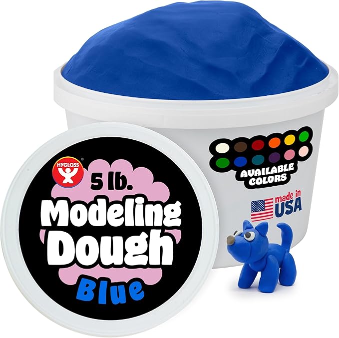 Hygloss Play Modeling Dough for Kids – Safe & Non-Toxic Sensory Dough for Arts and Crafts – 5 lb Tub – Play Clay for Toddler Activities, Preschool Classroom Must-Haves – Blue Color, Unscented