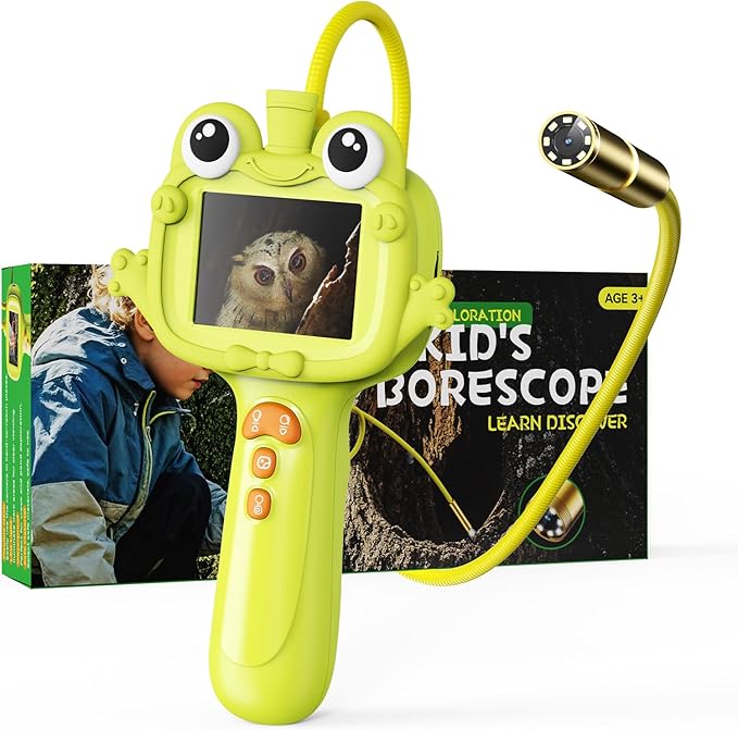 Borescope Camera Toy with Light for Kids - STEM Science Educational Toy for 4 5 6 7 8 9 10 Years Old Boys Girls Birthday Gift, Snake Scope Camera for Outdoor Camping Nature Exploration