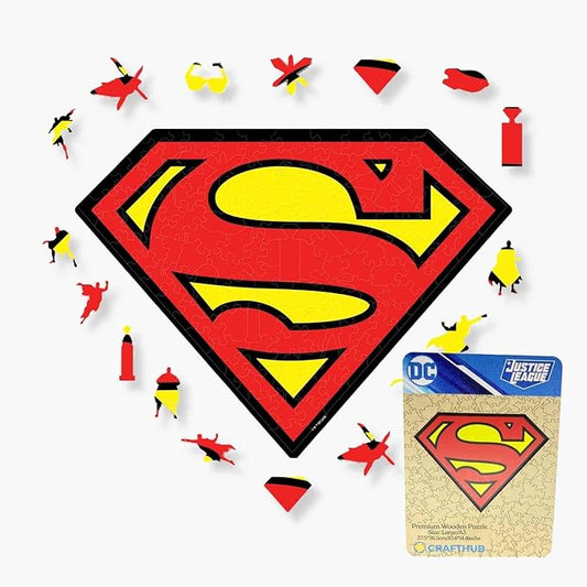 Crafthub DC Wooden Puzzles for Adults – A3 Size with 127 Pieces Wood Puzzles – Superman Logo – Jigsaw Puzzles with Unique Shapes – 10.8" x 14.3"