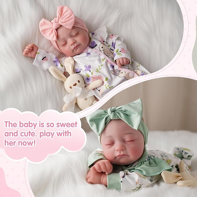 BABESIDE Lifelike Reborn Baby Dolls Twins, 20 inch Realistic Newborn Boy Girl Soft Vinyl Real Life Baby Dolls Sleeping with Clothes and Toy Gift for Kids Age 3+