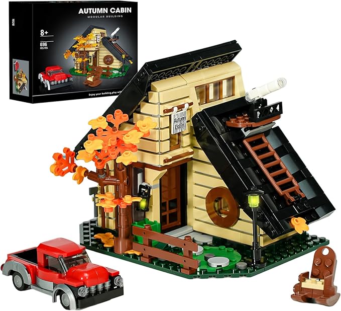 House Building Set Compatible with Lego for Adults,A Frame Cabin Toy for Architecture Lovers,Gift for Halloween,Christmas Home Decor 696 pcs