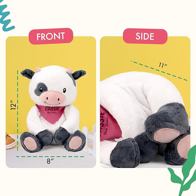 Lilly's Love Weighted Stuffed Animal, 5lb | Sensory Weighted Plush for Kids and Adults | Machine Washable Plushies w/Removable Inner | Calming Weighted Stuffed Animals for Anxiety, Cassie The Cow