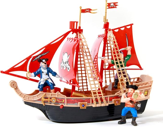 (2-Pack) Scurvy Boys Toy Pirate Ship Adventure Light UP, Sound