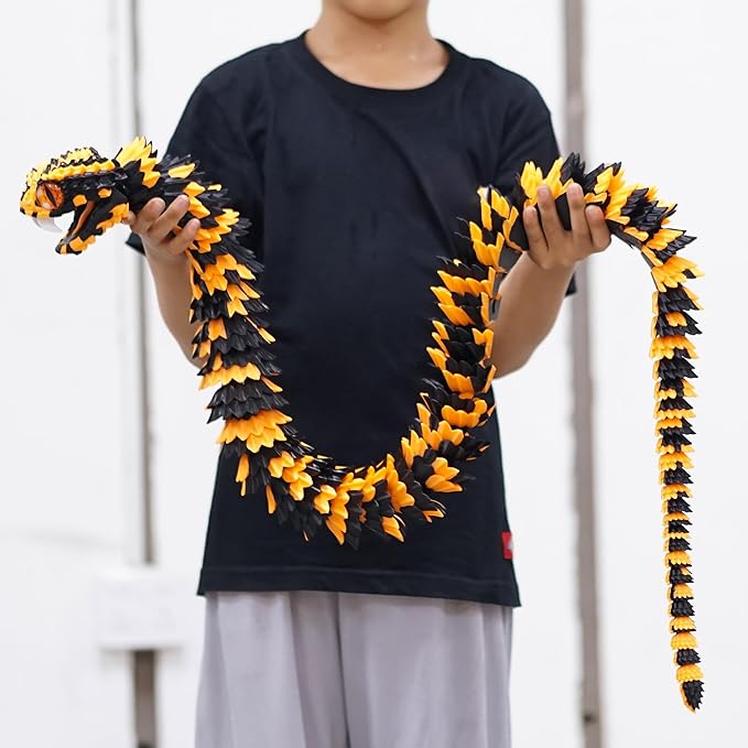 47.5inch Super Large 3D Printed Snake Models,Movable Teeth,Flexible Joint Animal lacertid Figurines, Stress Relief, Fidget restlessness, ADHD Toys, Surprise Fantasy Gifts (BO/47.5inch)