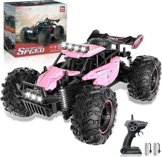 Carox Remote Control Car, 2.4GHz 25KM/H High Speed RC Car, 1:18 Off-Road Monster Truck with LED Lights and 1800mAh Rechargeable Battery – Ideal Gift for Boys 6+