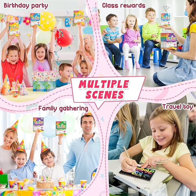Party Favors for Kids: 36 Pack Rainbow Scratch Art Notebook Students Classroom Gifts Bulk for Girls Boys Goodie Bags Stuffers, Return Gifts for Birthday Party Favors Bulk Kids Crafts