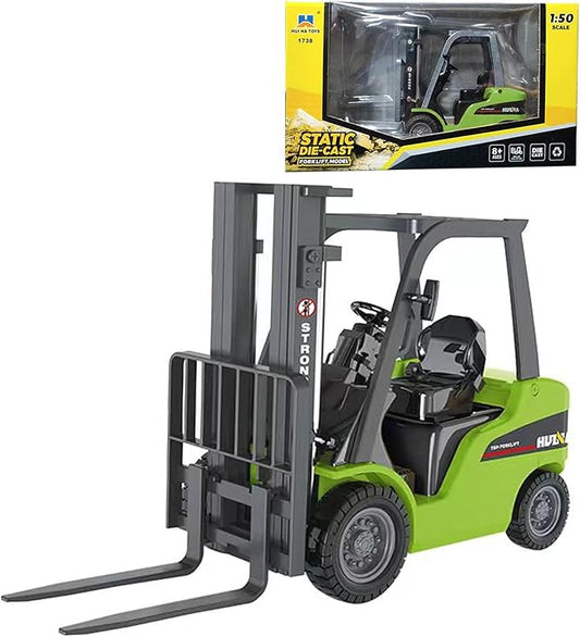 Warehouse Truck Vehicle Toy - Forklift Construction Toys for Kids, 1:50 Scale, Heavy Metal (Green)