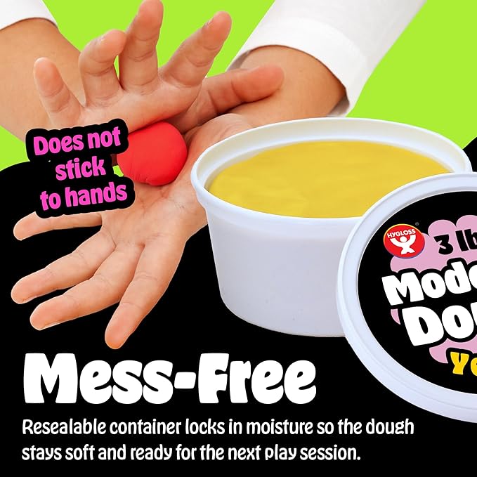 Hygloss Play Modeling Dough for Kids – Safe & Non-Toxic Sensory Dough for Arts and Crafts – 3 lb Tub – Play Clay for Toddler Activities, Preschool Classroom Must-Haves – Pink Color, Unscented