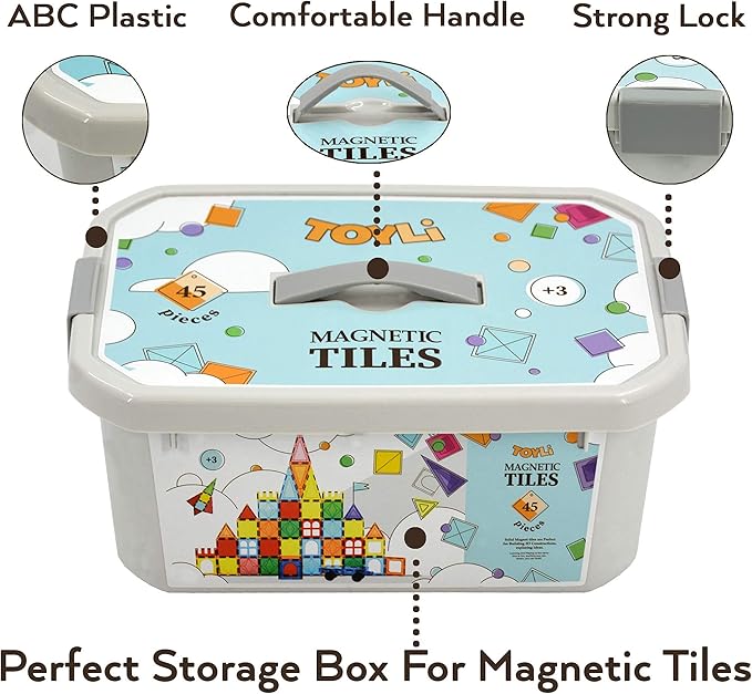 Magnetic Tiles Clear Colors Magnet Blocks for Kids Magnetic Tiles STEM Magnetic Blocks Connect Tiles Activities Magnetic Blocks for Toddlers Girls Boys Magnetic Toys