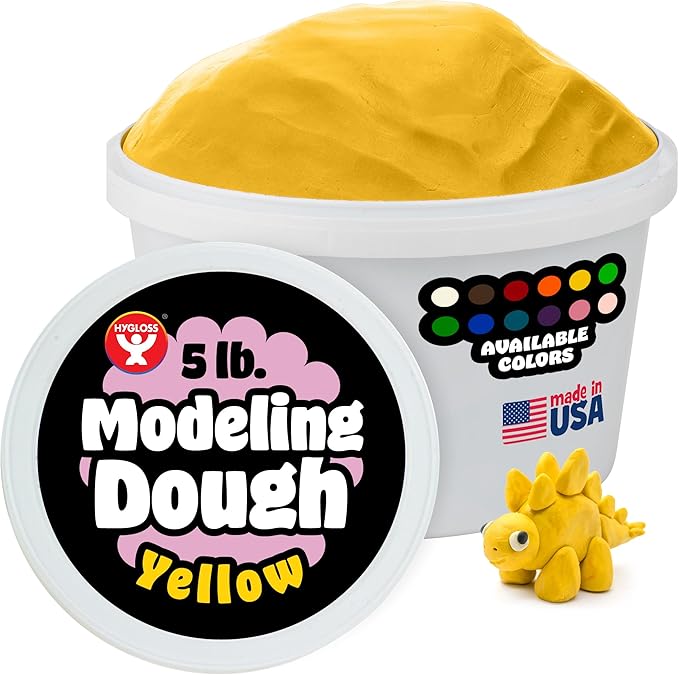 Hygloss Play Modeling Dough for Kids – Safe & Non-Toxic Sensory Dough for Arts and Crafts – 5 lb Tub – Play Clay for Toddler Activities, Preschool Classroom Must-Haves – Yellow Color, Unscented