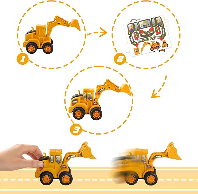 Sand Construction Site Kit - Play Sand Art Kit with 7 Construction Truck, 2lbs magic sand, Castle Molds, Crane, construction sensory bin for Preschool Learning Activities Gifts for Boys Girls Age 3+