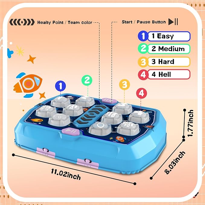 Hammer Mole Game for 3 4 5 6 Year Old Boys, Pounding Toys for Age 3-5, 3 Modes & Light Interactive Toddlers Toy with 2 Hammer, Baby Toy Gifts for Early Learning, Birthday Gift for Toddler Boy Girl