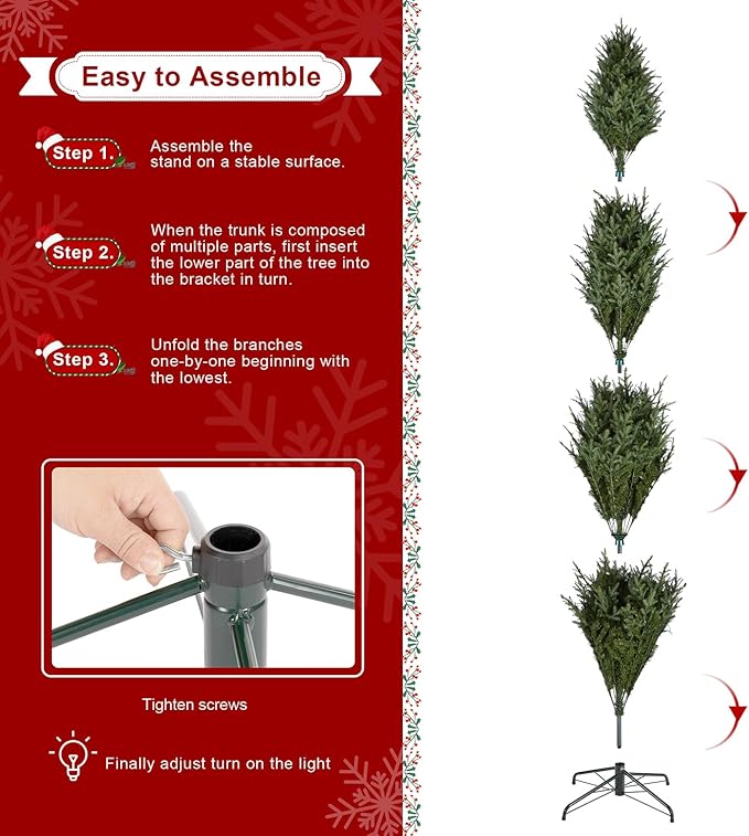 Glitzhome Artificial Christmas Tree, 11ft Prelit Hinged Holiday Tree Majestic Evergreen Fir Xmas Tree with 3200 Warm White/Multi-color Horse Race LED Lights, 9 Function w/Foot Pedal and Remote Control