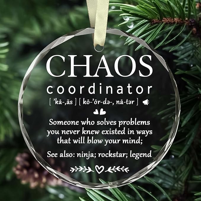 BSQUIELE Chaos Coordinator Ornament - Gifts for Coworker - Thank You Gifts for Women, Boss, Coworker, Teacher, Mom, Office Appreciation Gift - Christmas Decorations - Ceramic Ornament