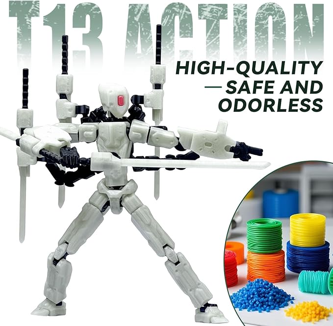 8 inch T13 (Assembly Completed) Action Figure Set,T 13 Multi-Articular Mobile Robot Nova T-13,Desktop Decorations for Game Lovers Toys (Luminous Blue)