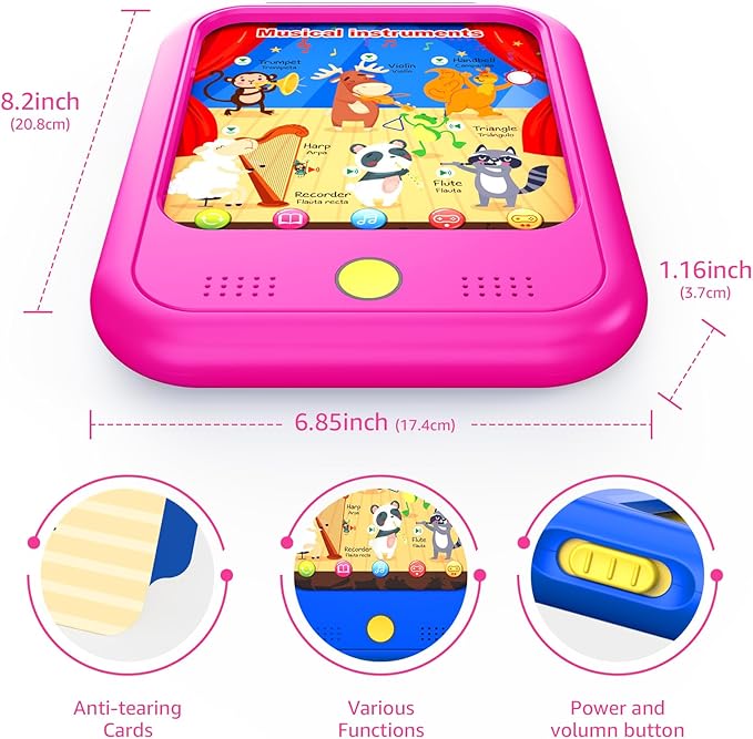 Kids Learning Tablet Educational Learning Pad for Toddlers 2-5 to Learn Alphabets, Numbers, Foods, Time, Music, Vehicles, Tablet Toy for Toddlers Ages 2 3 4 5 6 Years Old