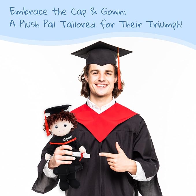 June Garden Snuggle Cuties 15" Graduation Gifts - Soft Plush Dolls with Cap and Gown - Gifts for Preschool and Kindergarten Graduation Day - Boy M