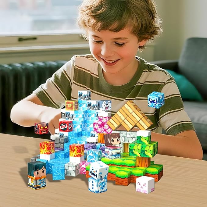 150pcs Sensory Magnetic Blocks Toys for Kids, Stacking Magnets, School STEM Toys Birthday Gifts for Boys and Holiday Easter Gifts BSG008