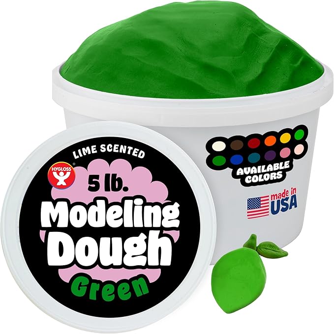 Hygloss Play Modeling Dough for Kids – Safe & Non-Toxic Sensory Dough for Arts and Crafts – 5 lb Tub – Play Clay for Toddler Activities, Preschool Classroom Must-Haves – Green Color, Scented