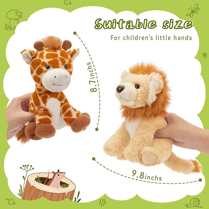 Muiteiur 5 Piece Forest Stuffed Animals,7.1 Inch Cute Jungle Plush Toys, Stuffed Animal Bulk (Tiger,Lion,Fox,Giraffe, Squirrel),Gift for Kids