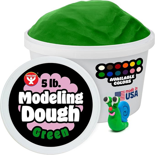 Hygloss Play Modeling Dough for Kids – Safe & Non-Toxic Sensory Dough for Arts and Crafts – 5 lb Tub – Play Clay for Toddler Activities, Preschool Classroom Must-Haves – Green Color, Unscented