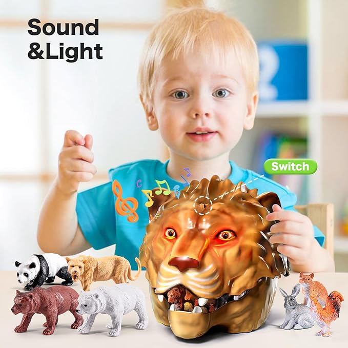 41Pcs Safari Animals Figures Toys–Realistic Jumbo Wild Animals Figurines Plastic African Jungle Animals Playset–Lion,Tiger,Eggs,Trees & Fences–Educational Toys for Kids and Toddlers 3+