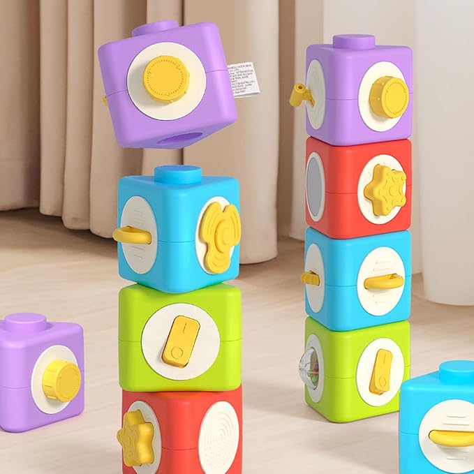 Baby Blocks - Removable Fine Motor Educational Toy | Baby Stacking Blocks Detachable Stacking Block Toys | for Toddler Boys Girls Kids Preschool Kindergarten Home Homeschool Travel Holiday