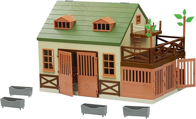Terra by Battat – 15 Pieces Animal Hospital Playset – Wooden Vet Clinic with Openable Rooftop for Farm & Safari Animals – Pretend Play Toy for Toddlers & 3+ Years