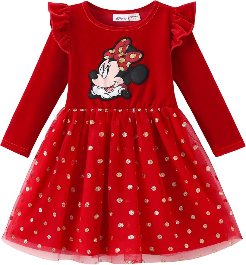 Disney Princess Frozen Minnie Mouse Dress Girls Sparkle Ruffle Tulle Tutu Birthday Party Fall Outfits Clothes Baby to Toddler