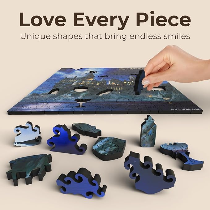 CRAFTHUB Harry Potter Puzzle – Magical Hogwarts Castle – A3 Size – Wooden Jigsaw Puzzles for Adults – 205 Unique Shaped Pieces – Officially Licensed Merchandise – 10.8" x 10.9"
