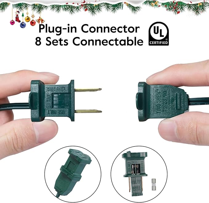 50LED C6 Christmas Lights 23FT Connectable Plug-in String Lights for Indoor Outdoor Xmas Tree Garden Patio Party Decor Multi-Color