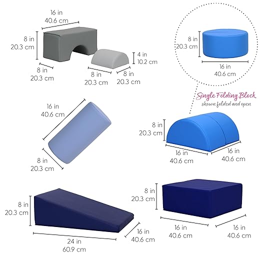 FDP SoftScape Playtime and Climb Multipurpose Playset for Infants, Toddlers 10m-2yrs; For Crawlers and Little Builders, Learn Gross Motor Skills at Home or Daycare (6-Piece)- Contemporary, 12364-CT