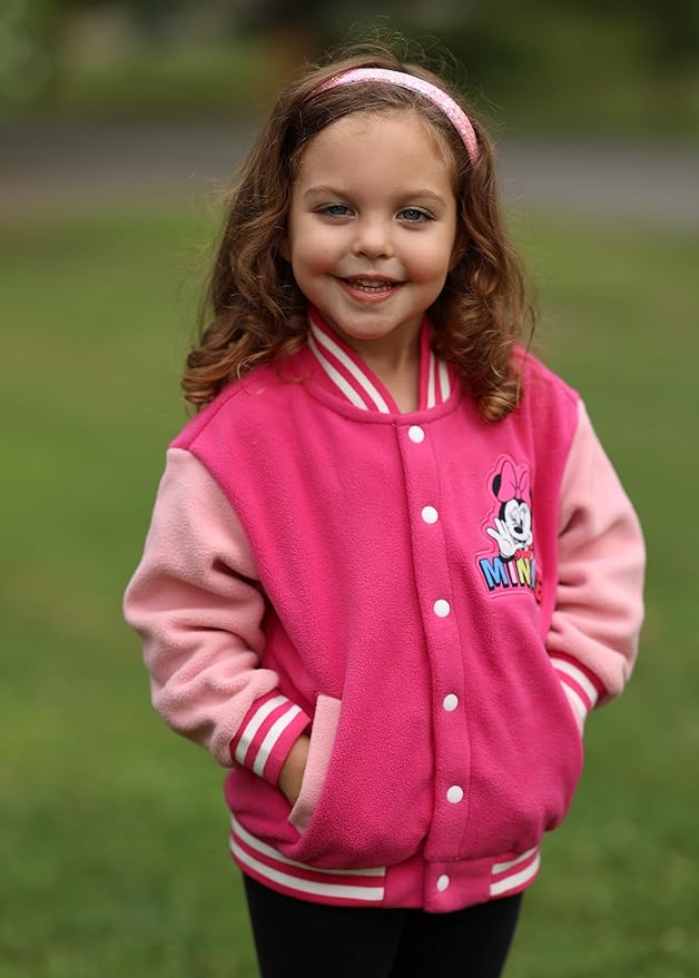 Disney Minnie Mickey Stitch Princess Frozen Elsa Marvel Jacket Lightweight Coat Button up Color Block Sweatshirt 2-14 Years