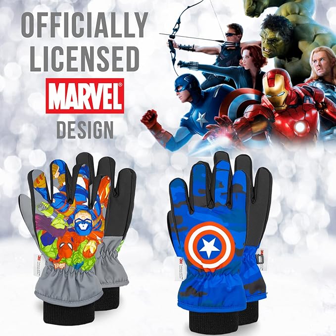 Spiderman Snow Gloves for Kids, Spider Man Toddler Gloves, 3M Thinsulate Waterproof Mittens, Kids Winter gloves