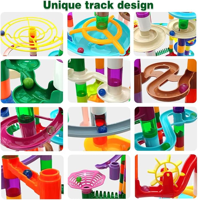 Marble Run Marble Maze Race Track with Glowing Marbles for Kids Ages 3-4-8-10 Sturdy Building Toys Kids Games Amazing Fun Gifts (Super)