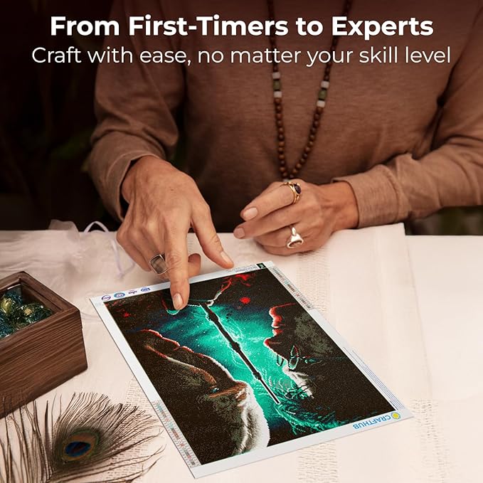 CRAFTHUB Harry Potter Diamond Art – Harry vs. Voldemort – 5D Diamond Painting Kit & Tools – with Big Trays & Light Pens – Officially Licensed Merchandise – 19.7' x 23.6"