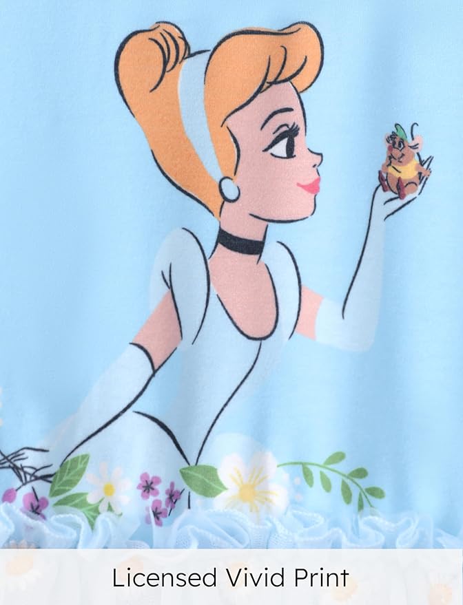 Disney Frozen Elsa Princess Cinderella Ariel Jasmine Rapunzel Baby/Toddler Dress, Ruffle Long-Sleeve Mesh Overlay Tulle Dress