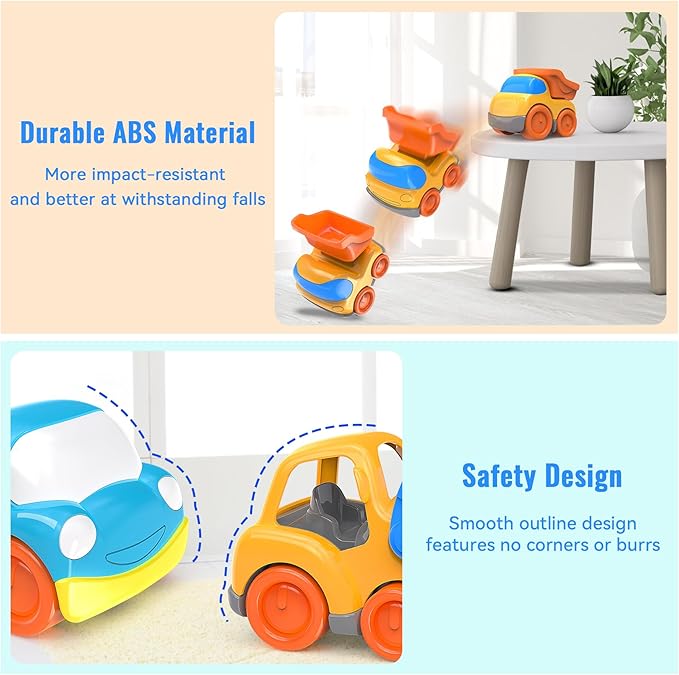 P&C 12.2" Toddler Construction Dump Truck Toys for Ages 2-4, Beach Sand Outdoor Toy Cars Dump Truck Set with Sounds and Lights for Kids 18M+, 2, 3, 4, 5, Ideal Birthday for Boys Girls