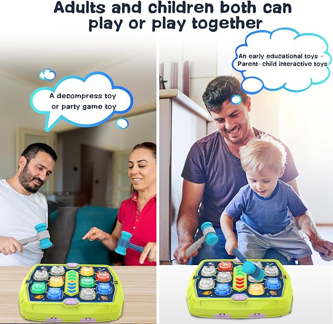 Toddlers Toys Age 3-8, Hammer Mole Game Toys for 3 4 5 6+ Year Old Boys, with 3 Modes, 36 Levels and Light-up, Baby Toy Gifts for Early Learning, Birthday Gift for Toddler Boy Girl Toy