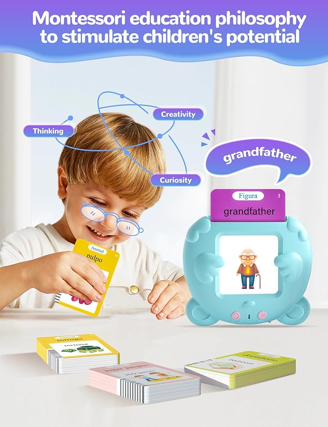 Talking Flash Cards for Toddlers, 510 Sight Words Kids English Learning Flashcards Educational Toys, Autism Pocket Speech Therapy Toys, Birthday Gifts for Boys Girls