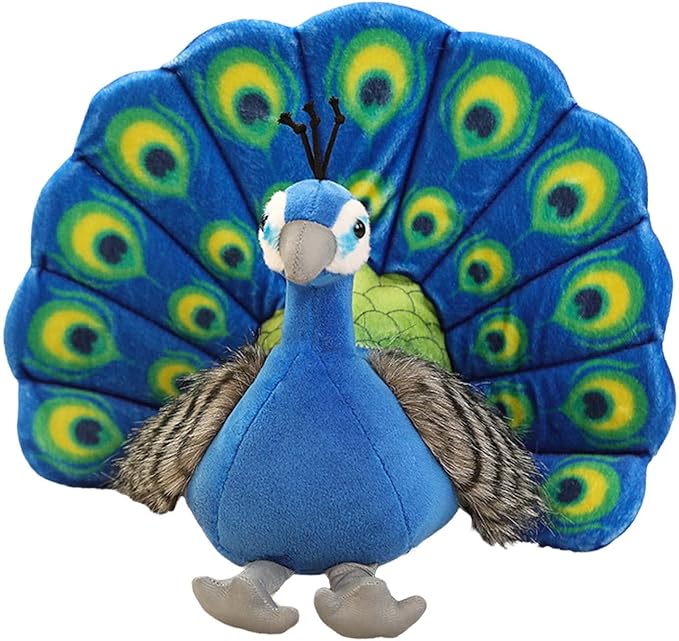 11.8inch Simulation Peacock Plush Toy - Cute Stuffed Animal Doll Pillow for Birthday Gift and Home Decoration (Blue)
